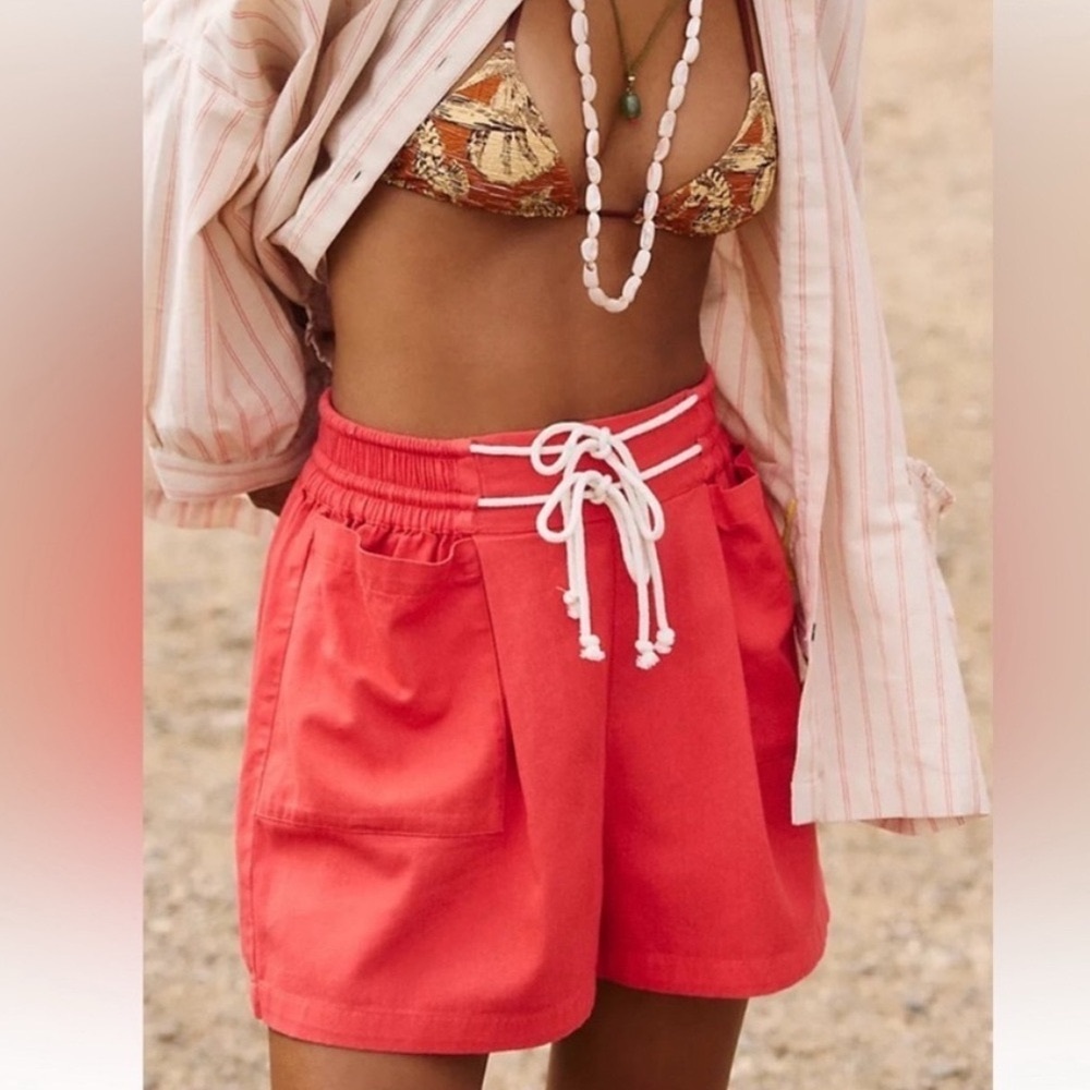 NWOT Free People Flores Shorts | Medium | Poppy Red